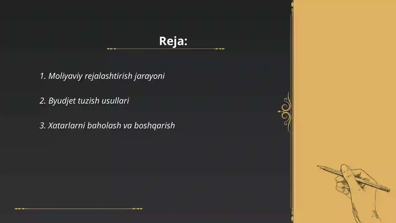 Moliyaviy rejalashtirish va tartibga solish 2