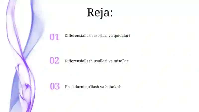 Funksiyani differensiallash qoidalarini o'rganish metodikasi 2