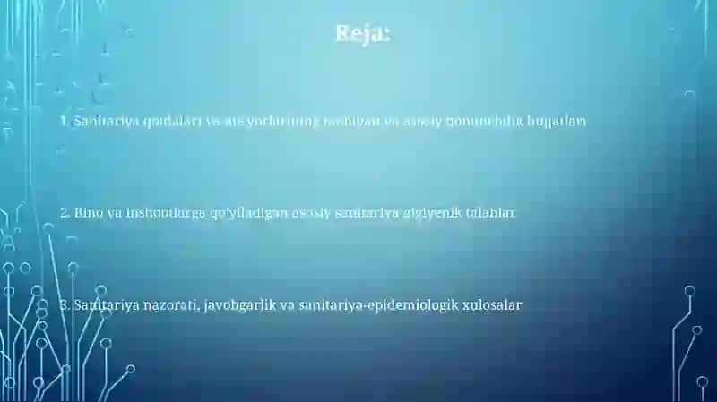 Sanitariya qoidalari va me'yorlari 2