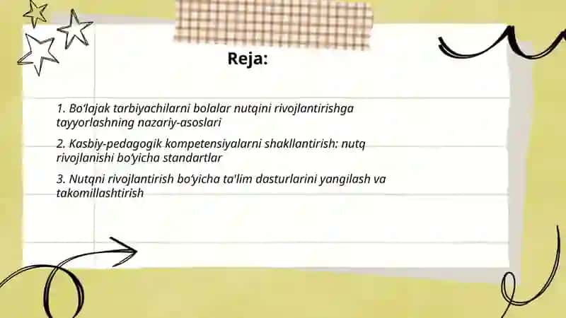 Boʻlajak tarbiyachilarni bolalarni nutqini oʻstirishga boʻlgan kasbiy-pedagogik tayyorgarligini takomillashtirish 2
