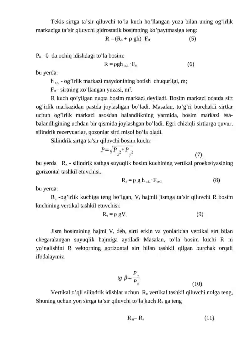 GIDROSTATIKANING ASOSIY TENGLAMASIGA DOIR MASALALAR YECHISH 2