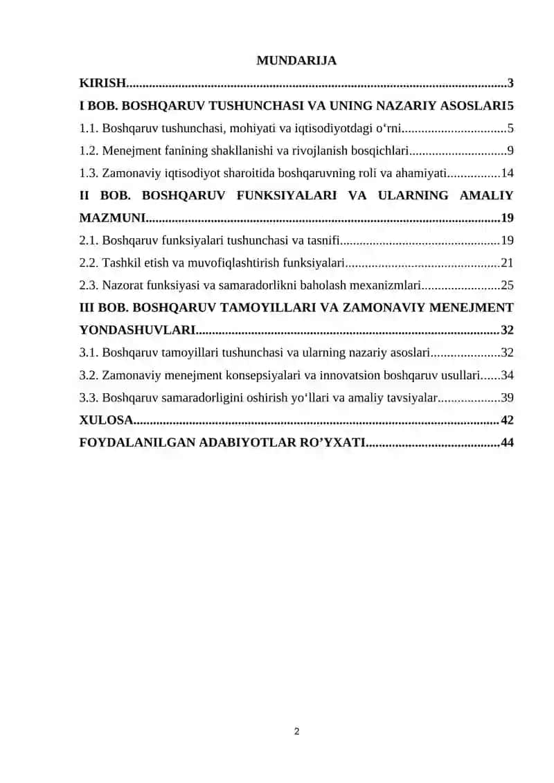 Boshqaruv funksiyalari to’g’risida tushuncha boshqaruv tamoyillari 2