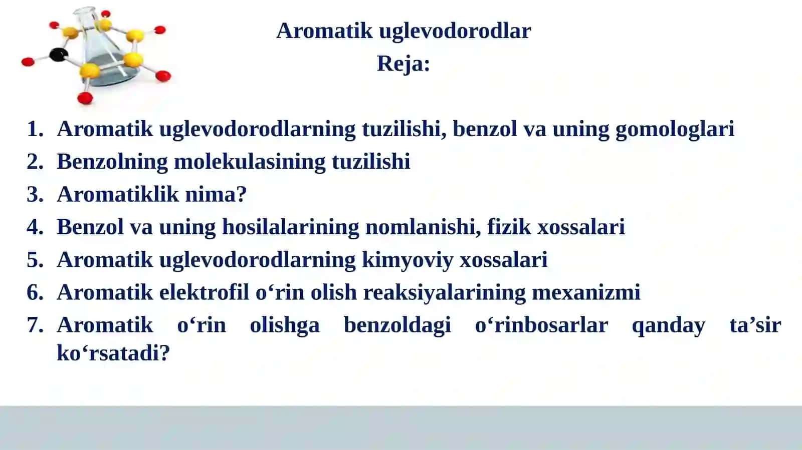Aromatik birikmalar – Benzol va uning gomologlari 2