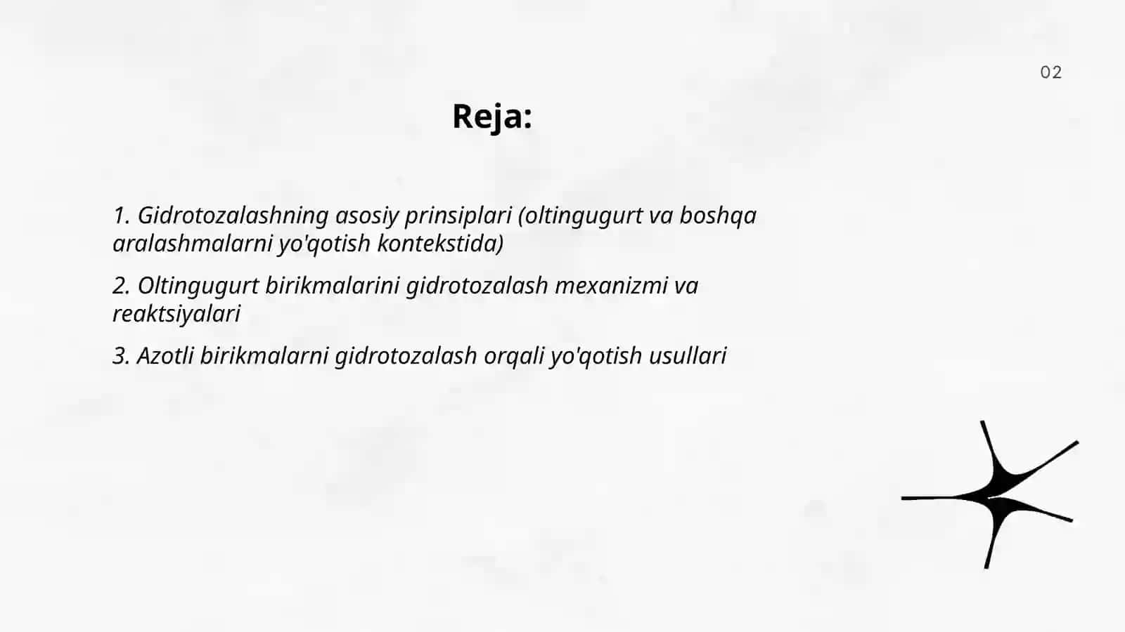 Gidrotozalash ( gidrokreking): oltingugurt va va boshqa aralashmalarni yo'qotish 2