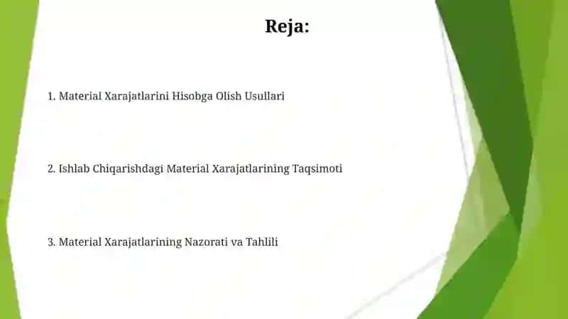Material xarajatlarining ishlab chiqarishdagi hisobi 2