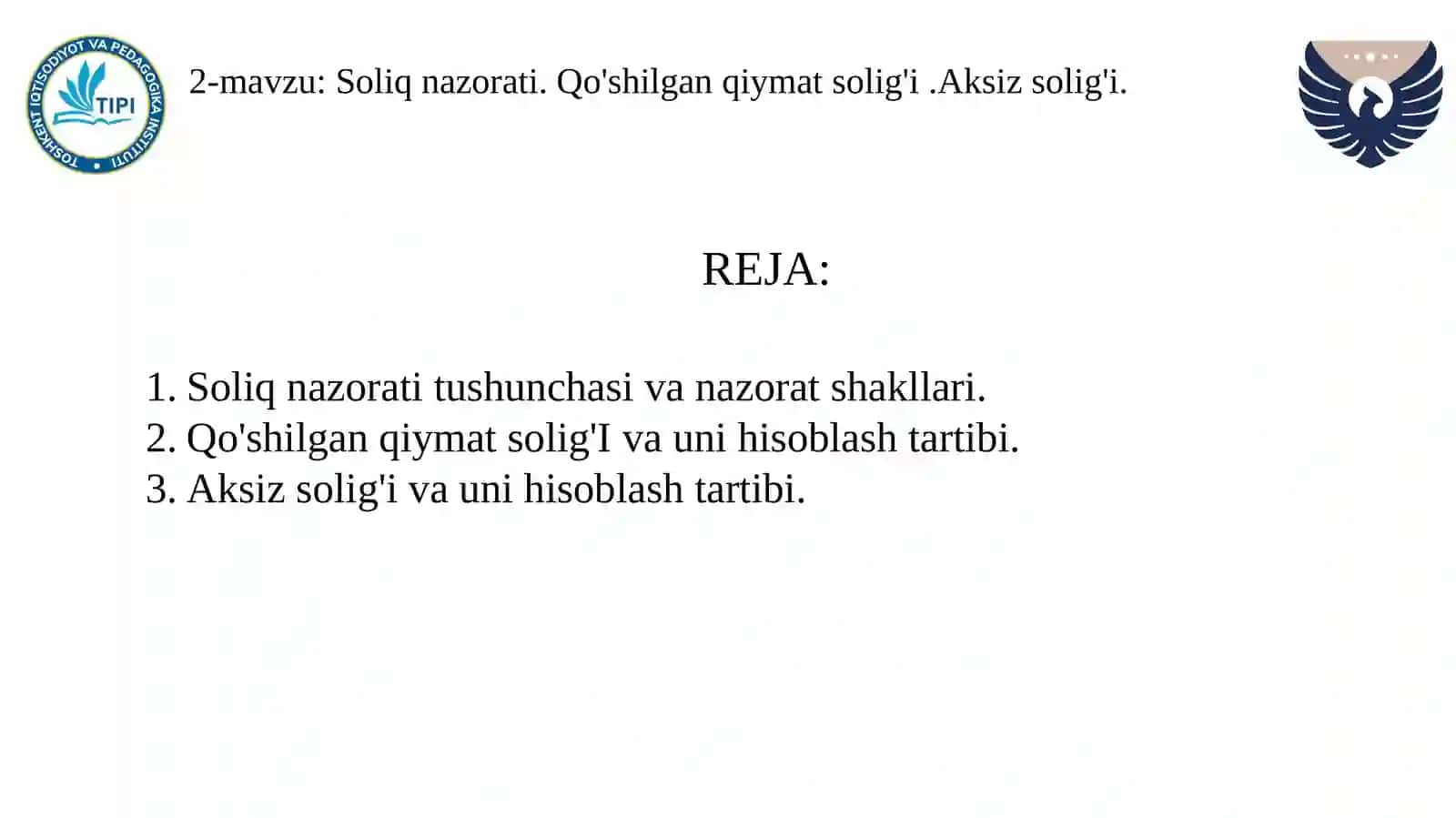 IQTISODIYOT Soliqlar va soliqqa tortish fani 2