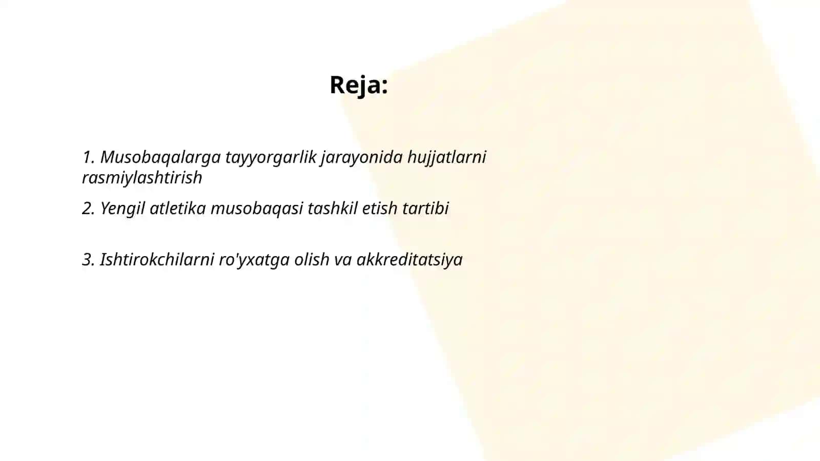 Yengil atletika musobaqalariga oid hujjatlarni rasmiylashtirish tartibi 2