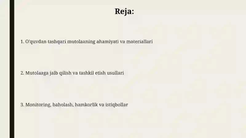 O'quvdan Tashqari Mutolaa 2