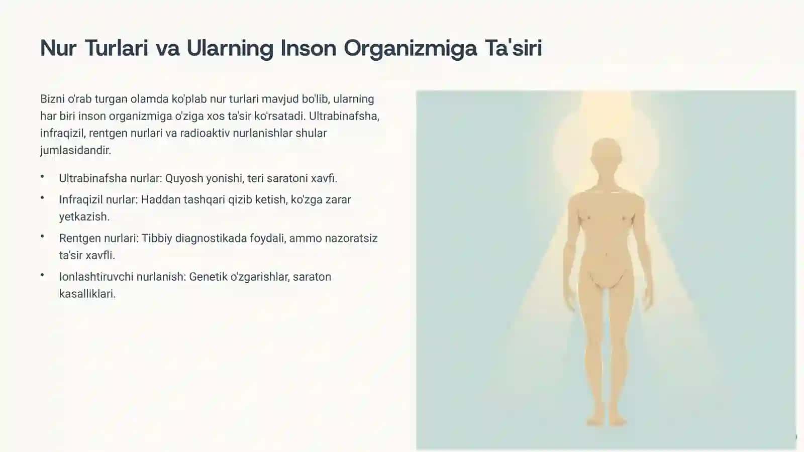 Organizmni Nurdan Himoyalash Yo'llari va Gigiyenik Normalari 2
