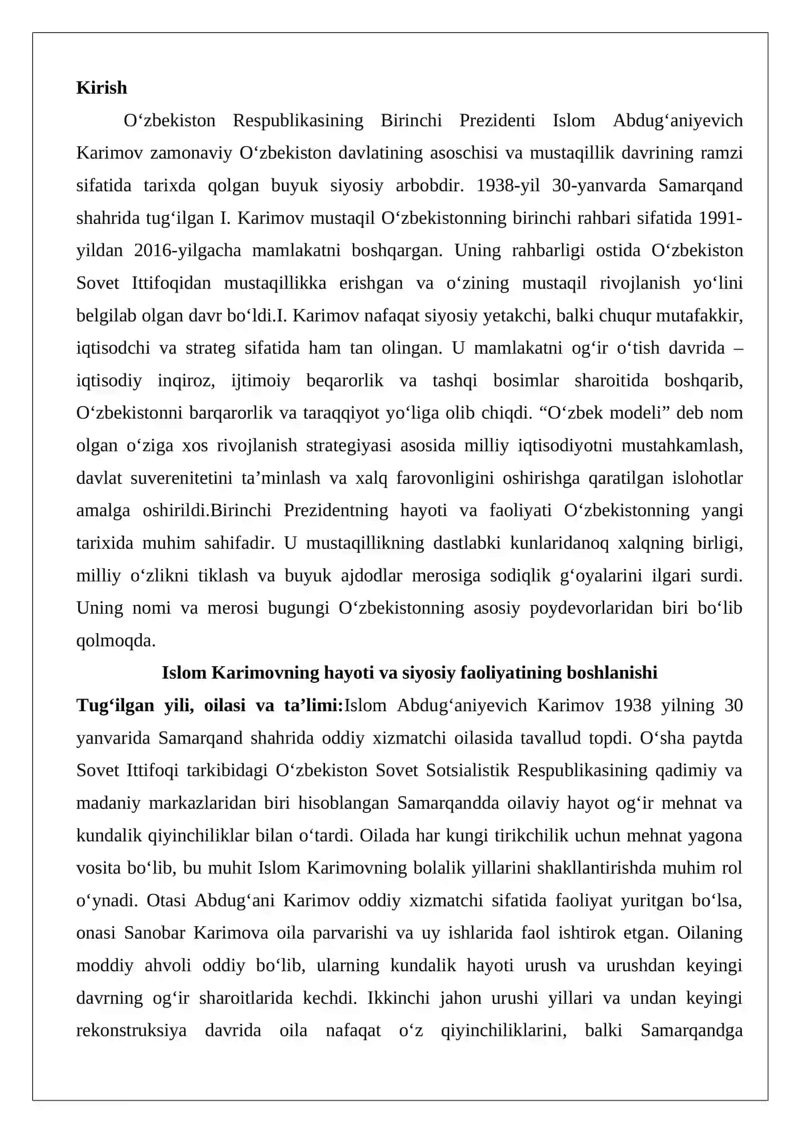 Islom Karimov – O‘zbekistonning Birinchi Prezidenti 2
