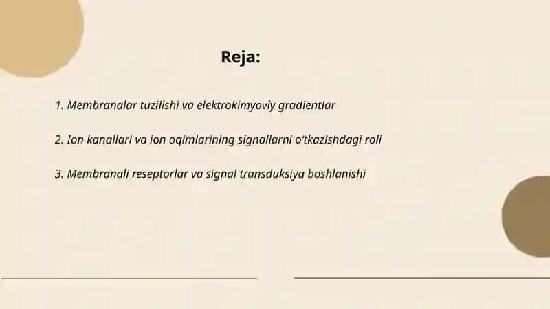 Signallarni membranalar orqali oʻtkazilishi 2