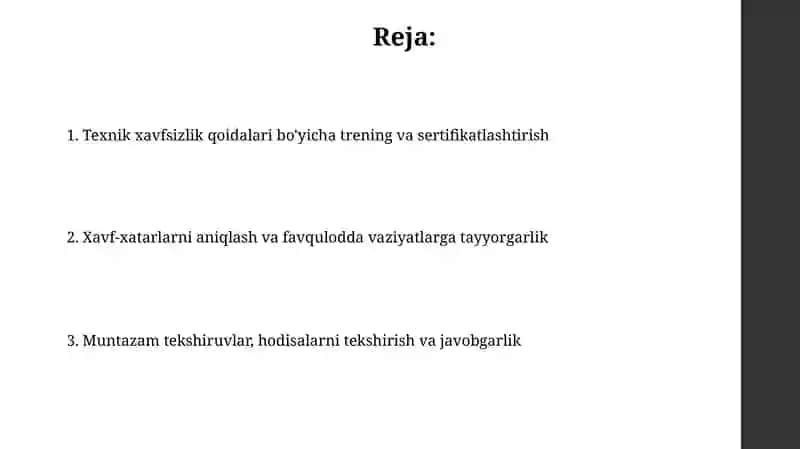 KorxonatashkilotlaridahodimlarnitexnikaxavfszligiqoidalaridanÔtgazish 2
