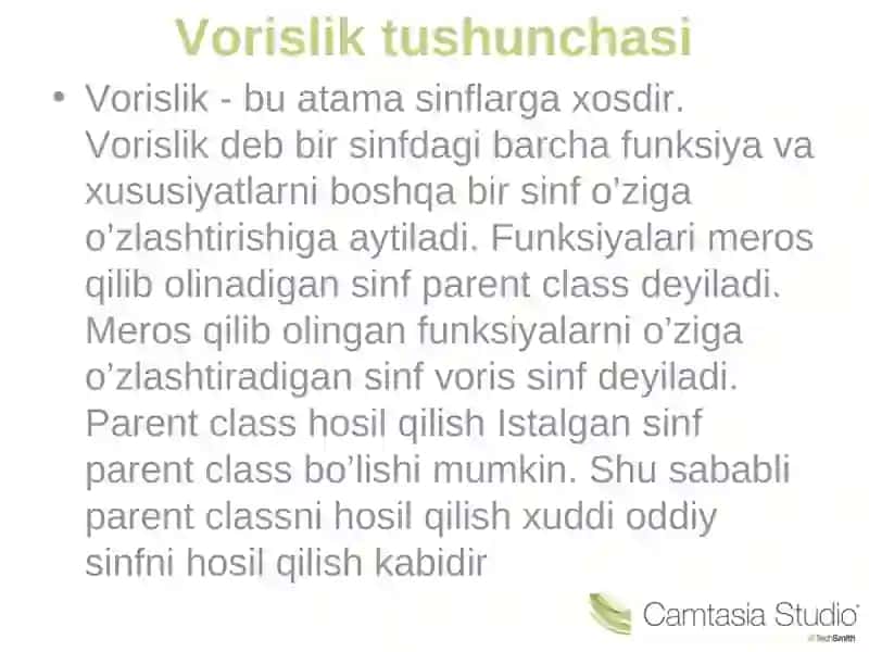 Sinflarda vorislik tushunchasi 2