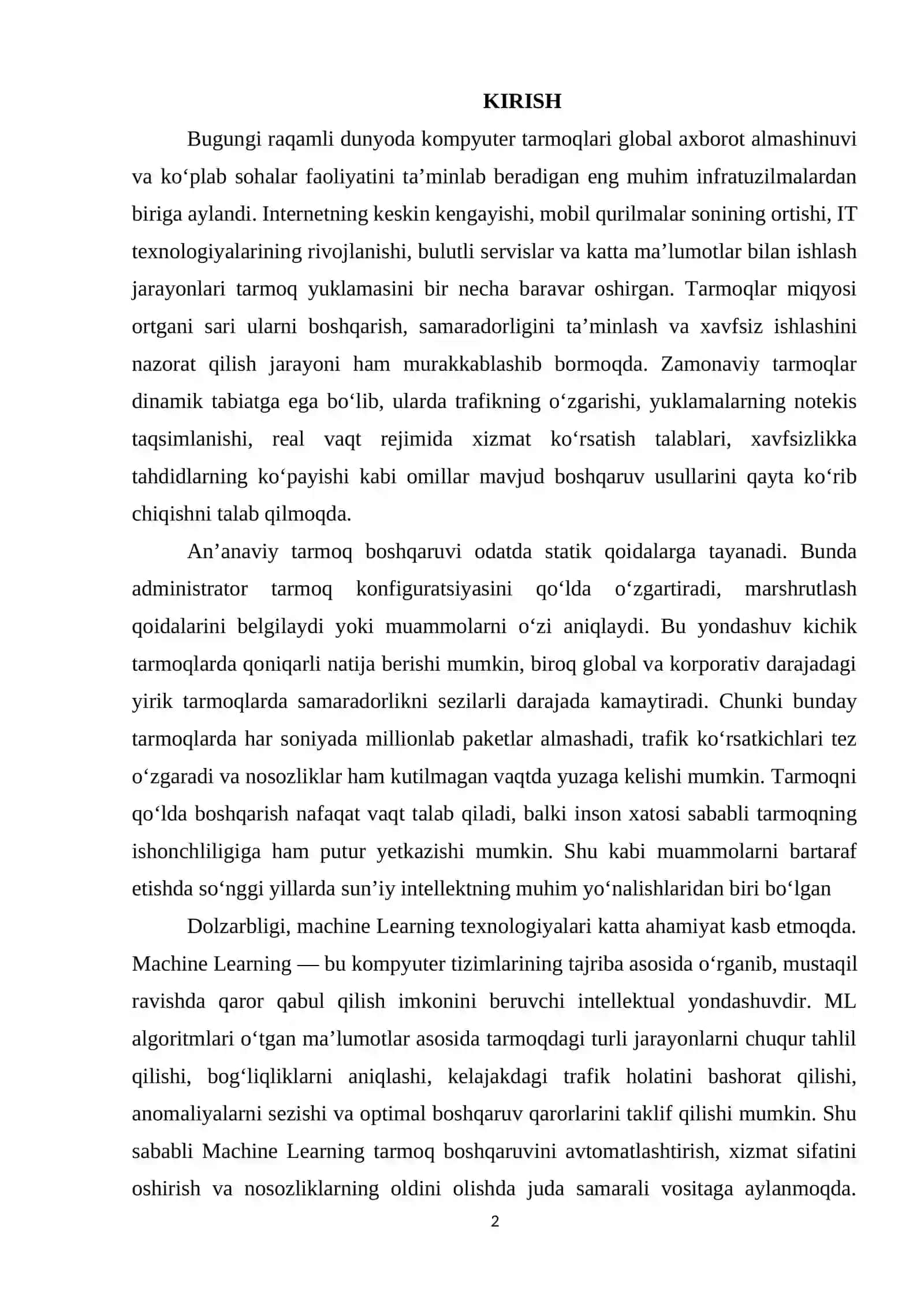 Machine Learning algoritmlarining tarmoq optimizatsiyasidagi roli 2