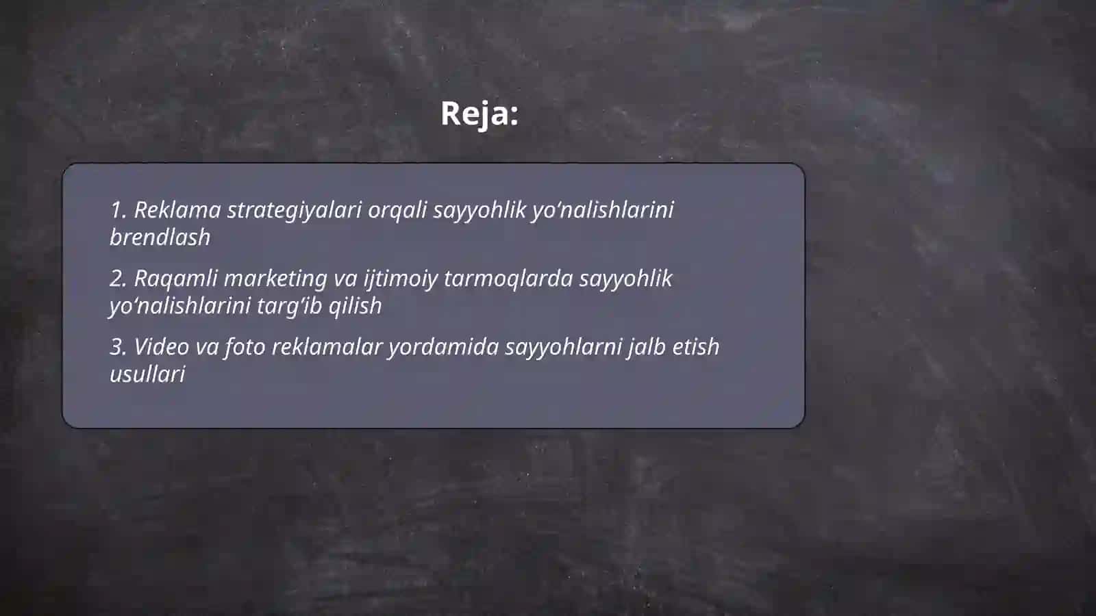Reklama strategiyalari orqali Sayyohlik yoʻnalishlarini brendlash 2