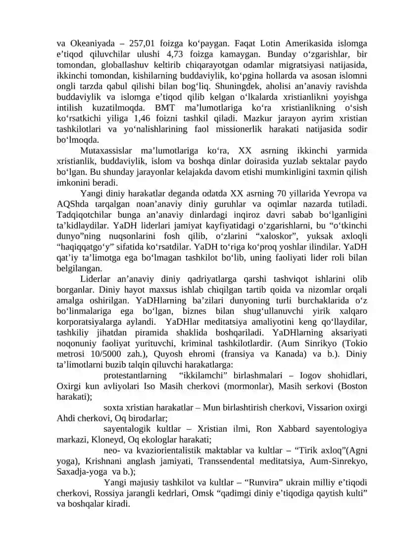 Yangi diniy ta`limotlar va sektalar 2