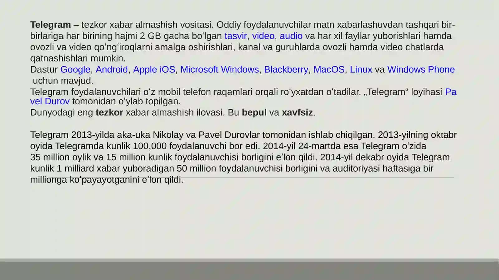 Telegram Tezkor Xabar Almashish Vositasi 2
