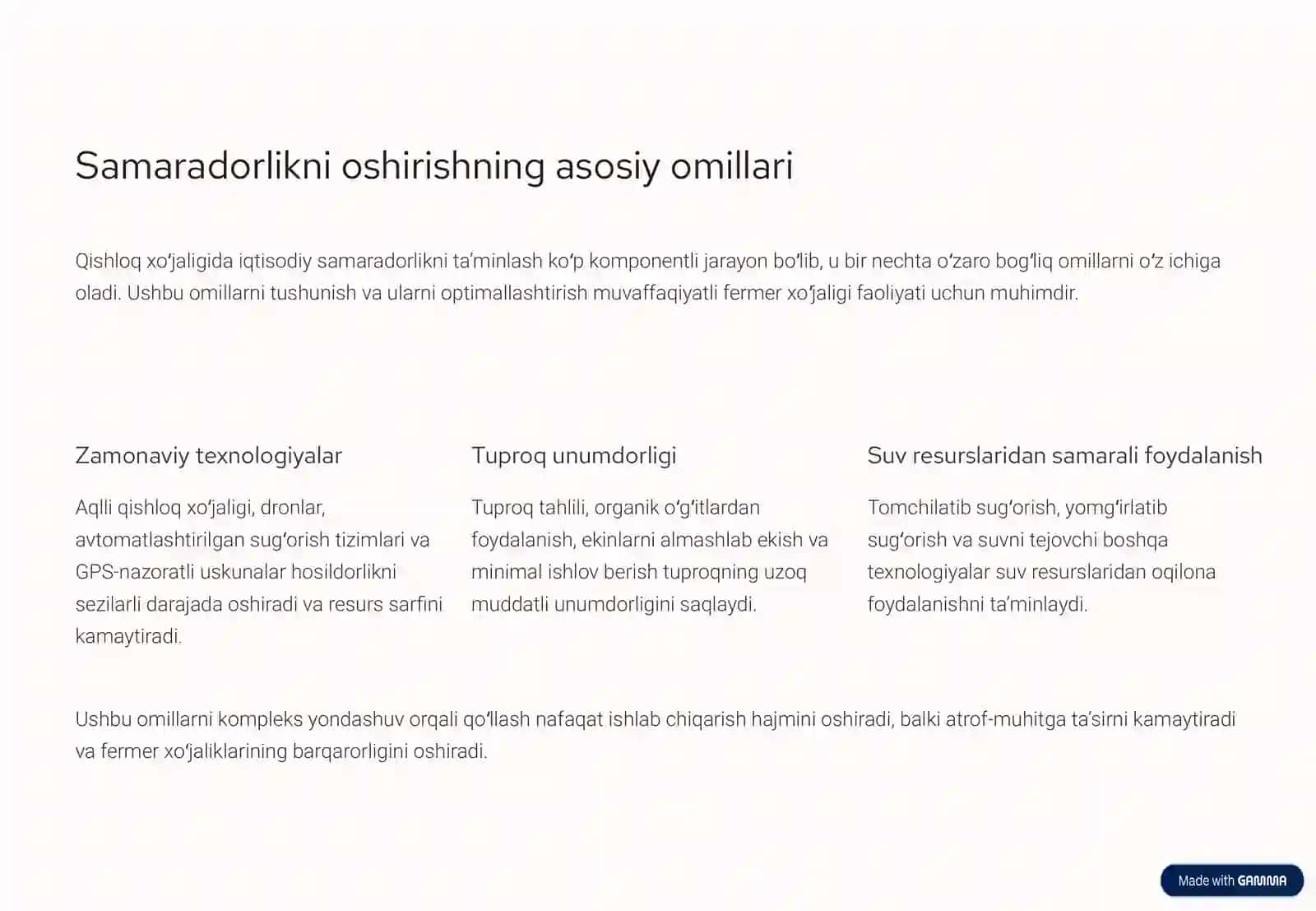 Qishloq xoʻjaligida ishlab chiqarishning iqtisodiy samaradorligi 2