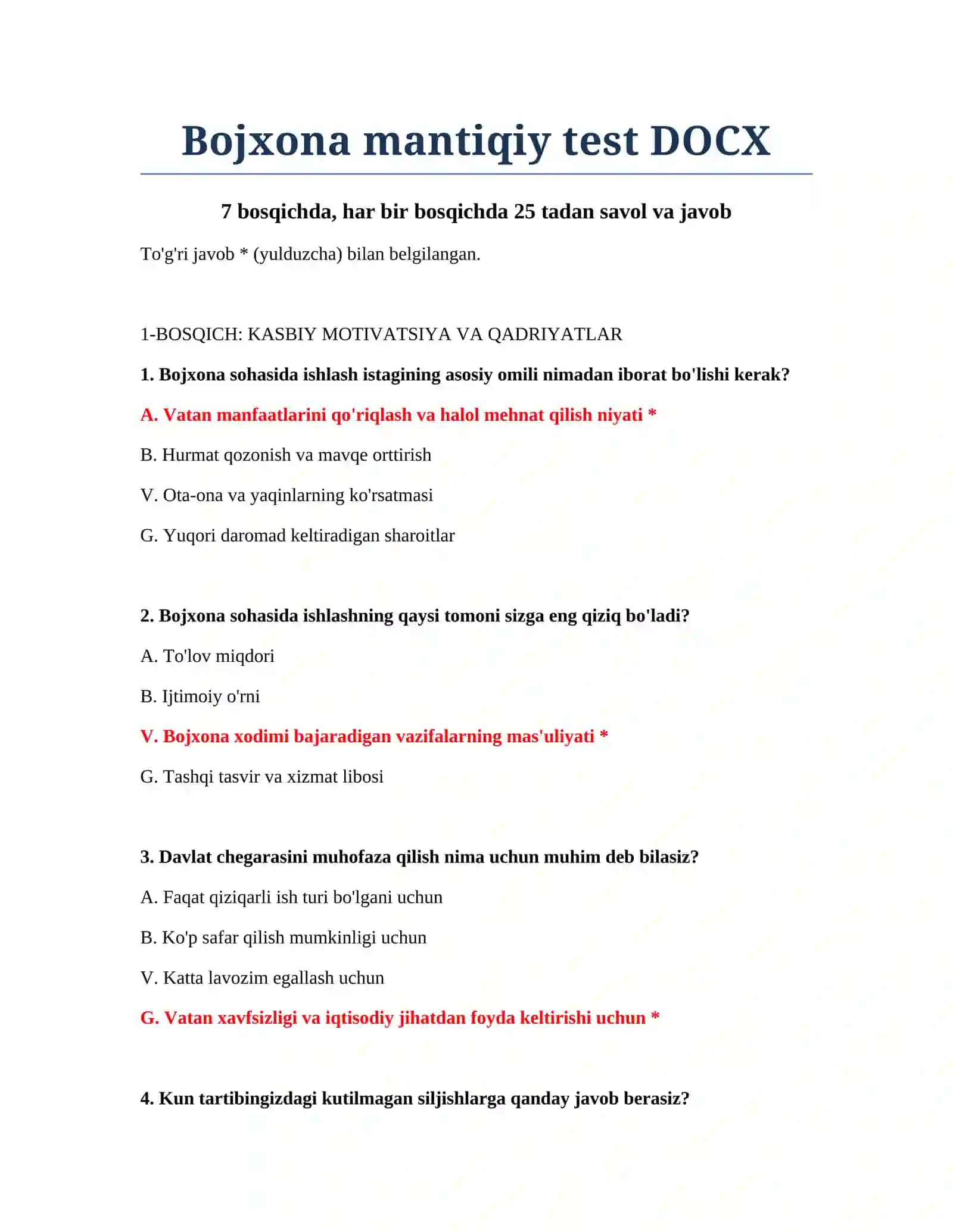 Bojxona mantiqiy test DOCX 2