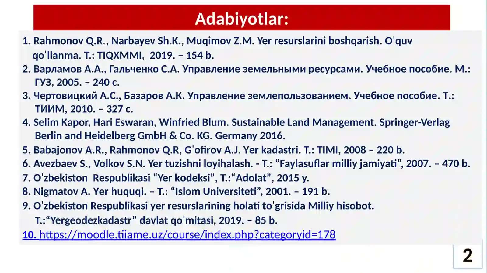 Yer resurslarini boshqarish 2