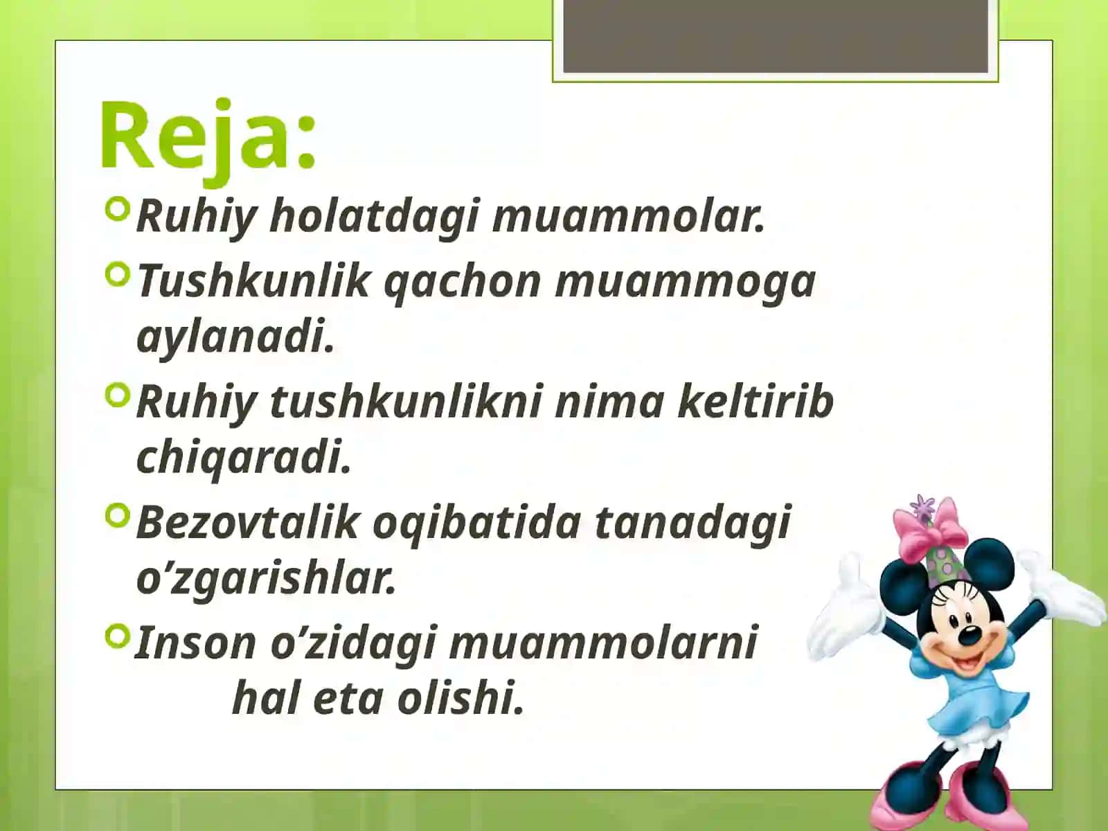 Tushkunlik va bezovtalikni boshqarish 2