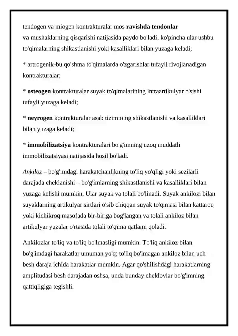 Kontrakturalar va ankilozlar 2