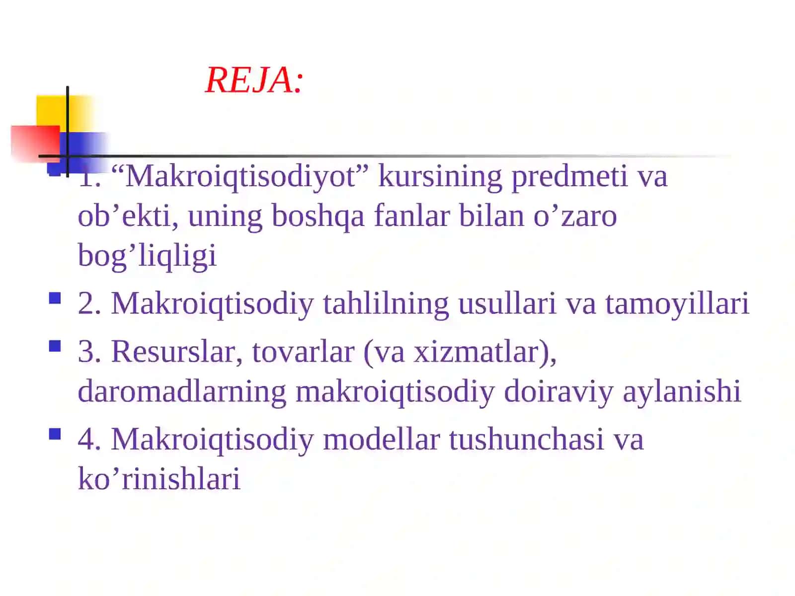 Dinamik makroiqtisodiy tahlil faniga kirish 2