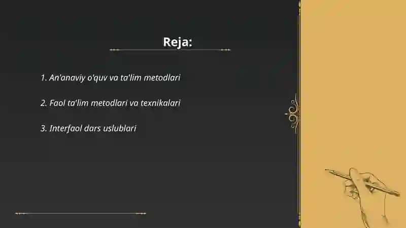 An'anaviy o'quv va ta'lim metodlari 2