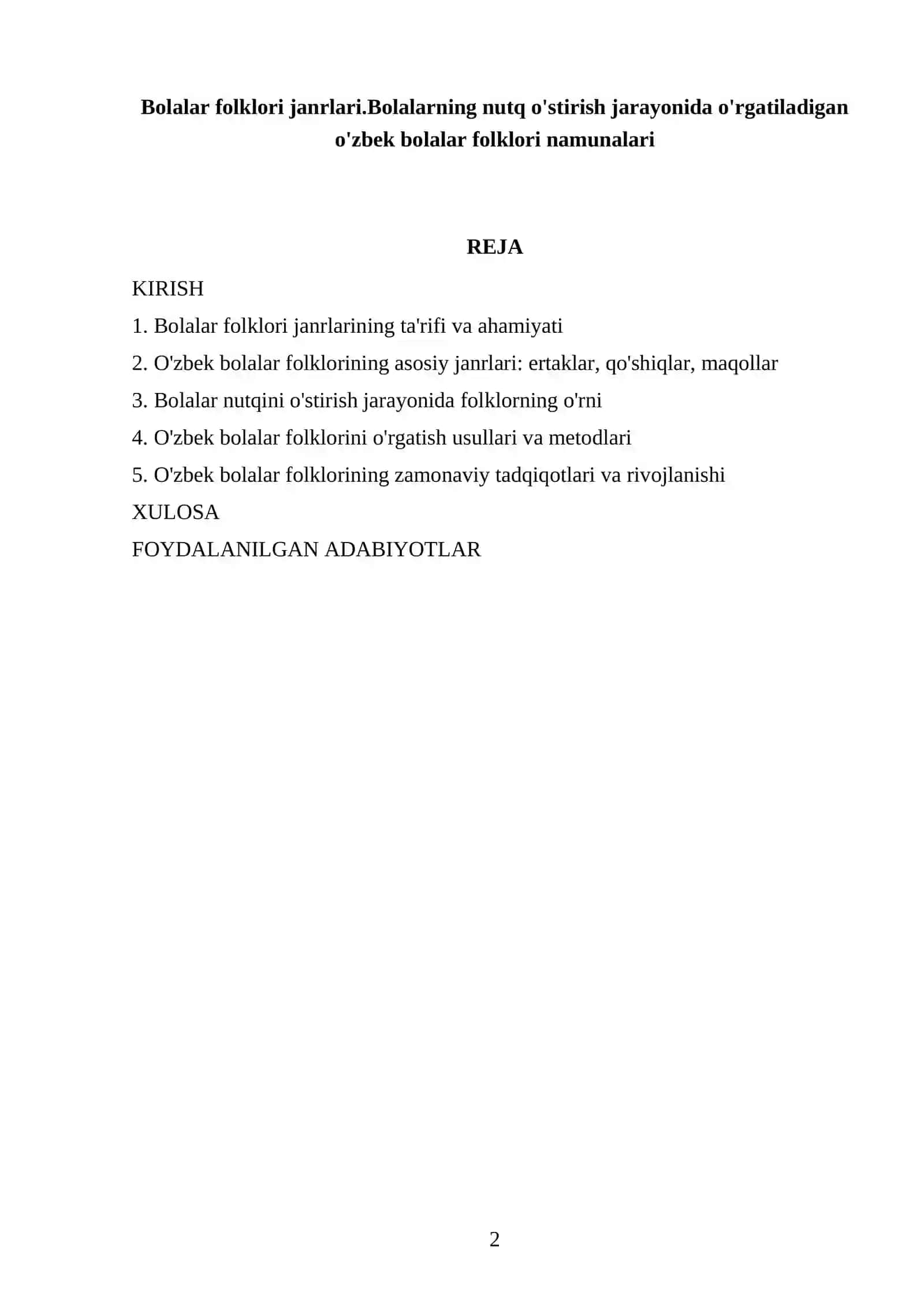 Bolalar folklori janrlari (Referat) 2