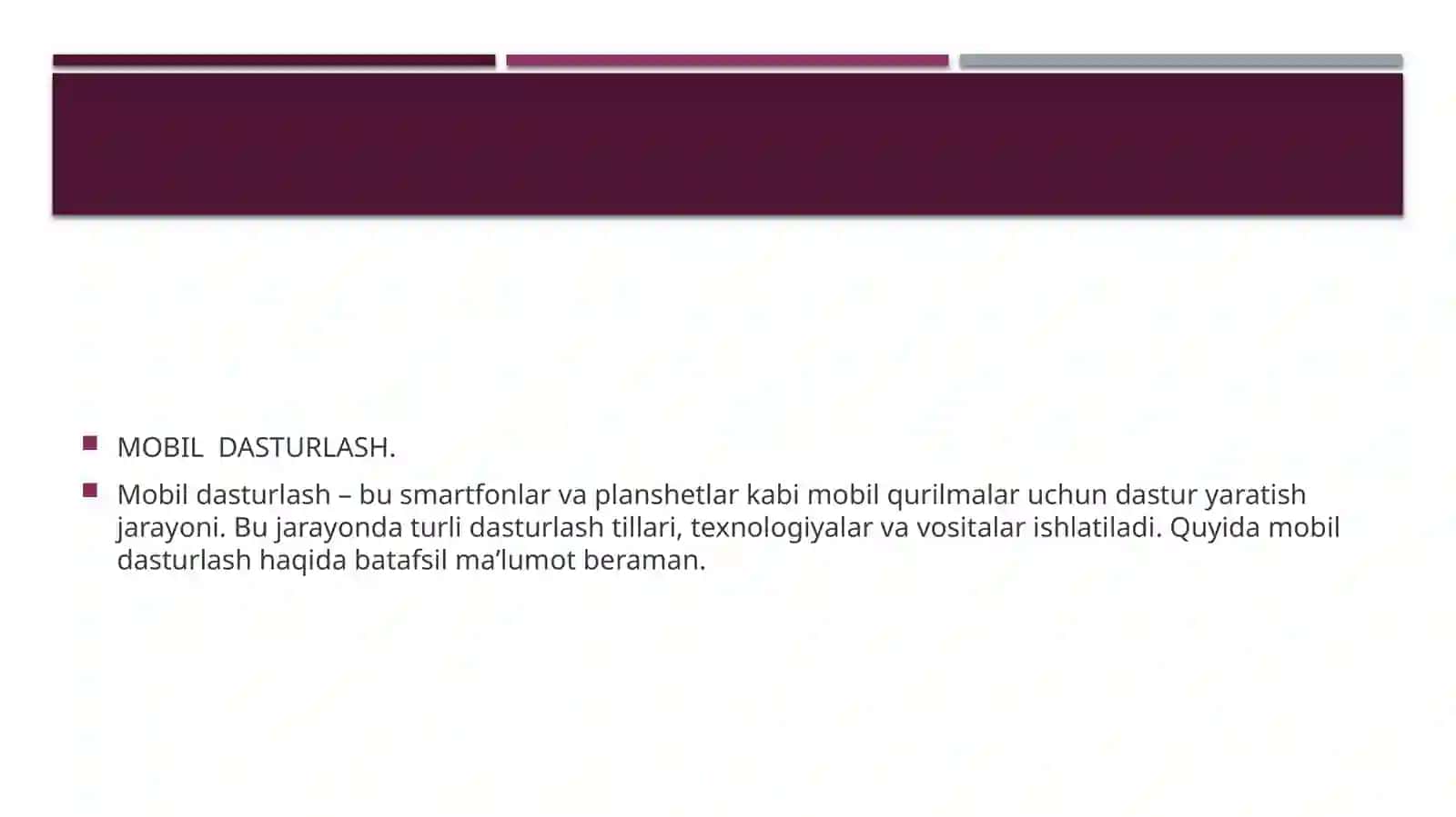 MOBIL DASTURLASH 2