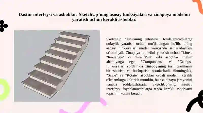 Sketch up dasturida uy zinapoyalarni modelashtirish 2
