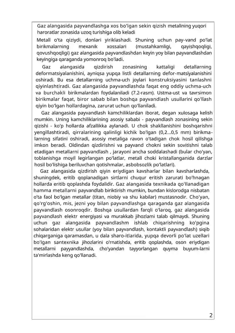 Gaz alangasida payvandlash texnologiyasi 2