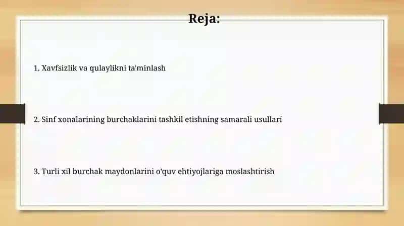 Guruhlarda turli xil burchak joylarni tashkillashtirish 2