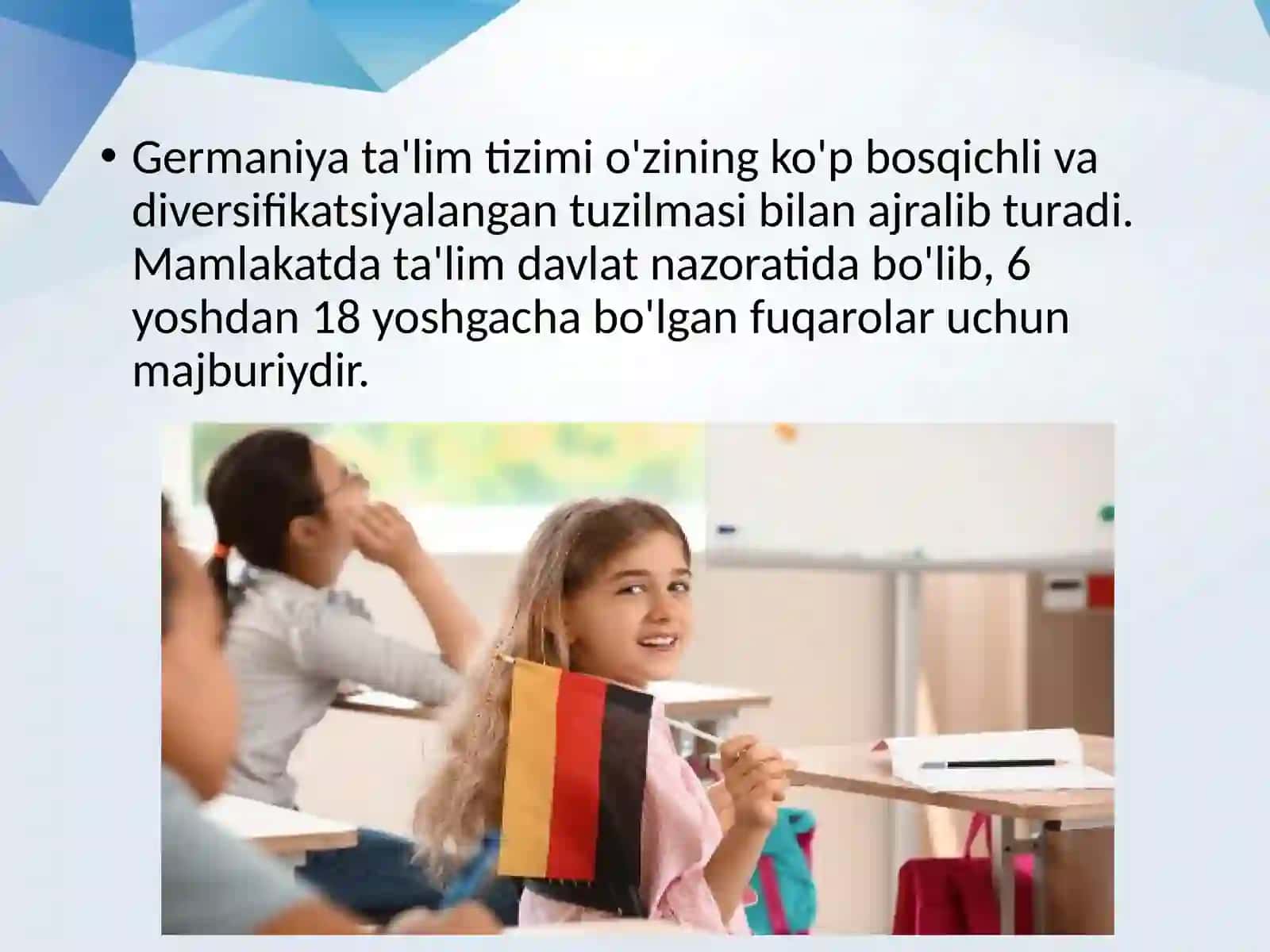 Germaniya davlati ta'lim tizimining bugungi kundagi rivoji. 2