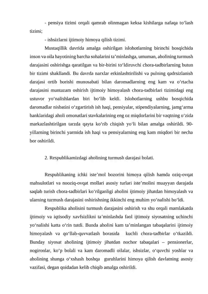 AHOLI TURMUSH DARAJASI IQTISODIY XAVFSIZLIKNING IJTIMOIY INDIKATORI SIFATIDA 2