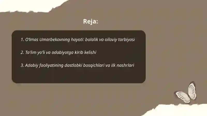 Oʻlmas Umarbekov hayoti va ijodi va,,Qiyomat qarz “ hikoyasi 2