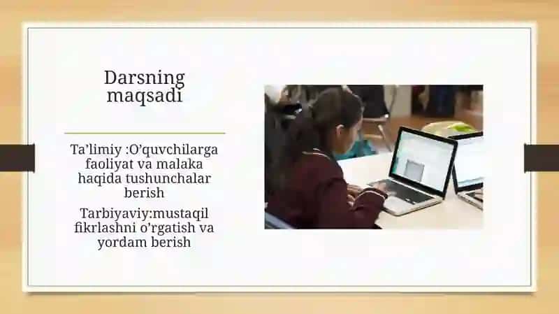 Faoliyatning o'zlashtirilishii va malaklarni egallash 2
