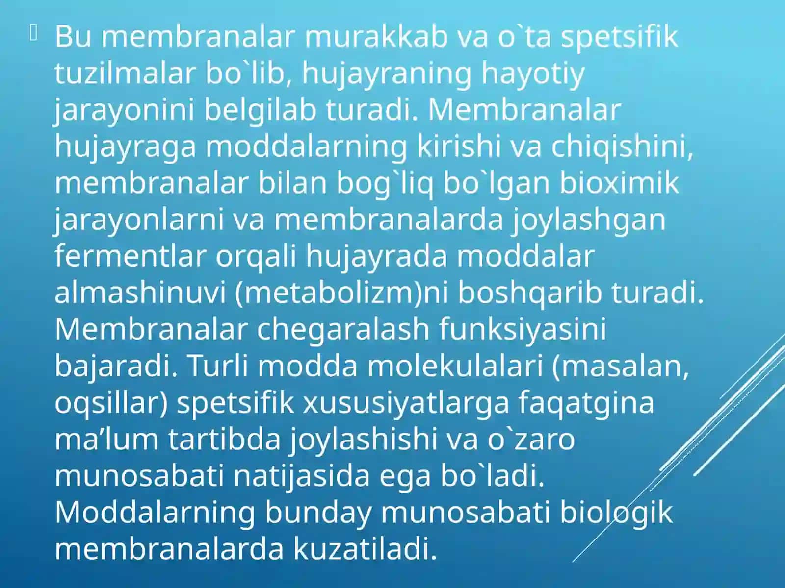 Membranalarning umumiy tuzilmalari 2