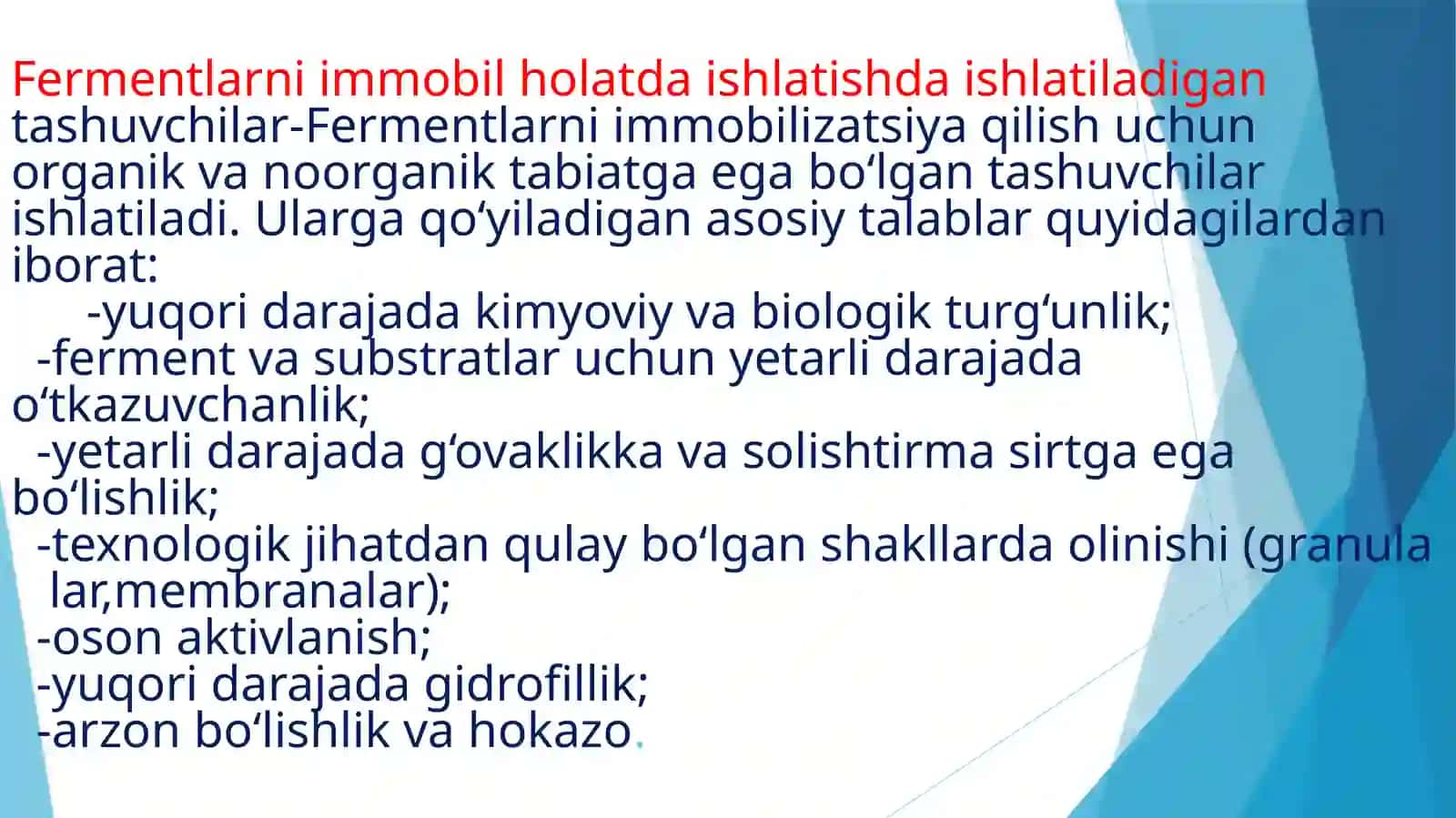 Immobilizatsiyalangan fermentlar 2