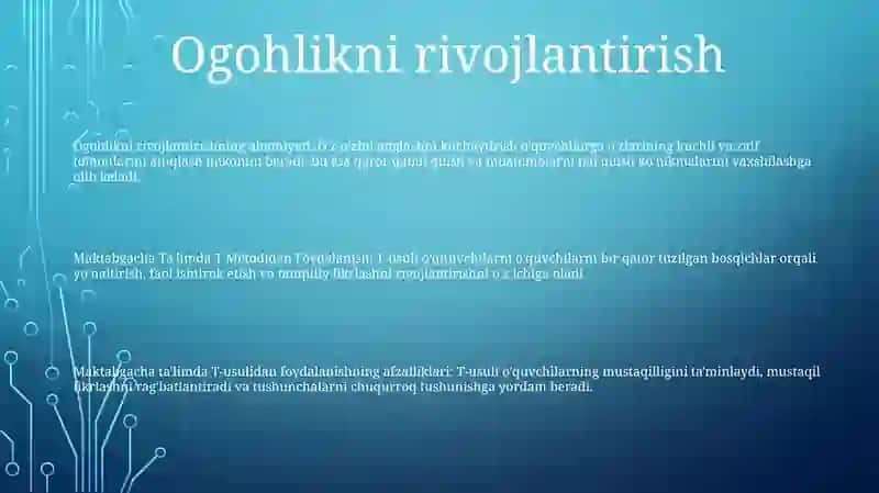 Maktabgacha Ta'Limda T Metodidan Foydalanish 2