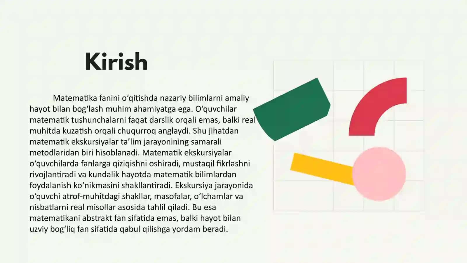 Matematik ekskursiyalar tashkil etish metodikasi. 2