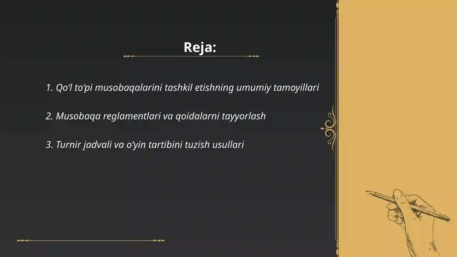 Qo‘l to‘pi bo‘yicha musobaqalarni o‘tkazish usullari va hakamlik qilish 2