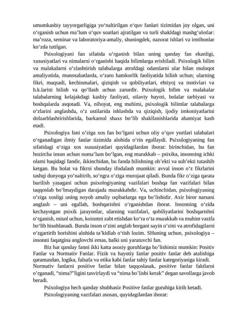 PSIXOLOGIYA FANINING PREDMETI VA RIVOJLANISH TARIXI 2