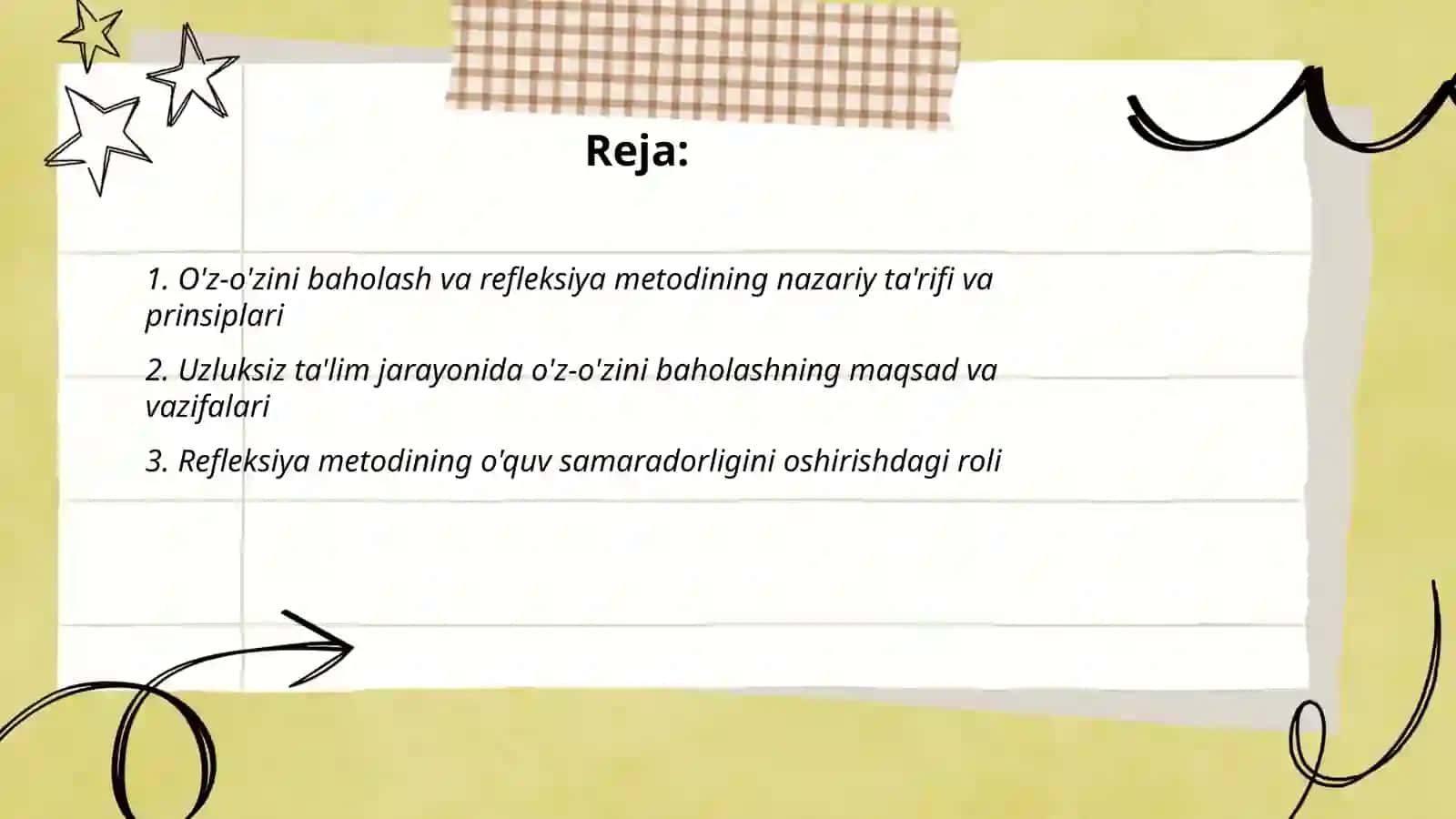 O'z-o'zini baholash va refleksiya metodi 2