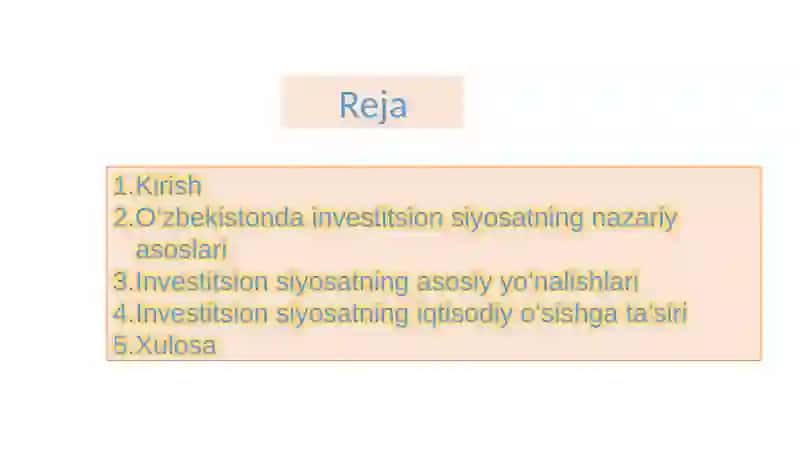 Oʻzbekistonda investitsion siyosatning asosiy yo‘nalishlari 2