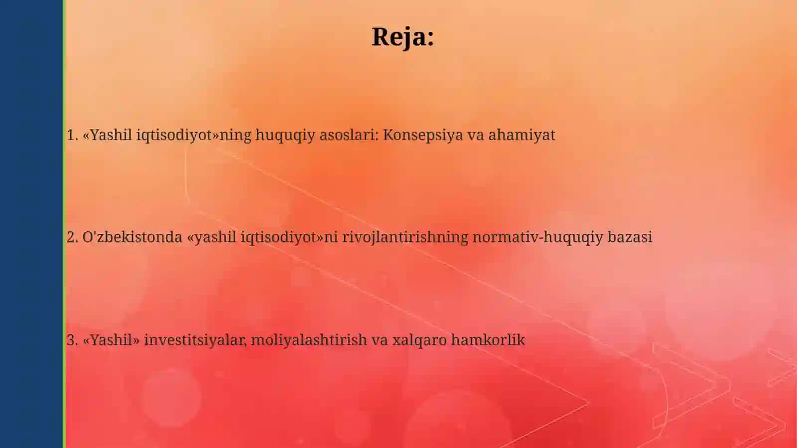 Yashil iqtisodiyotning huquqiy asoslari 2
