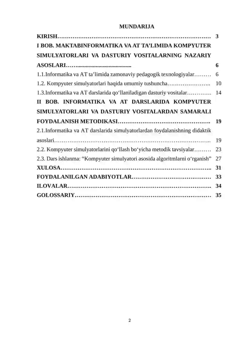 Maktab Informatika va AT kursida kompyuter simulyatorlari va dasturiy vositalardan foydalanish 2