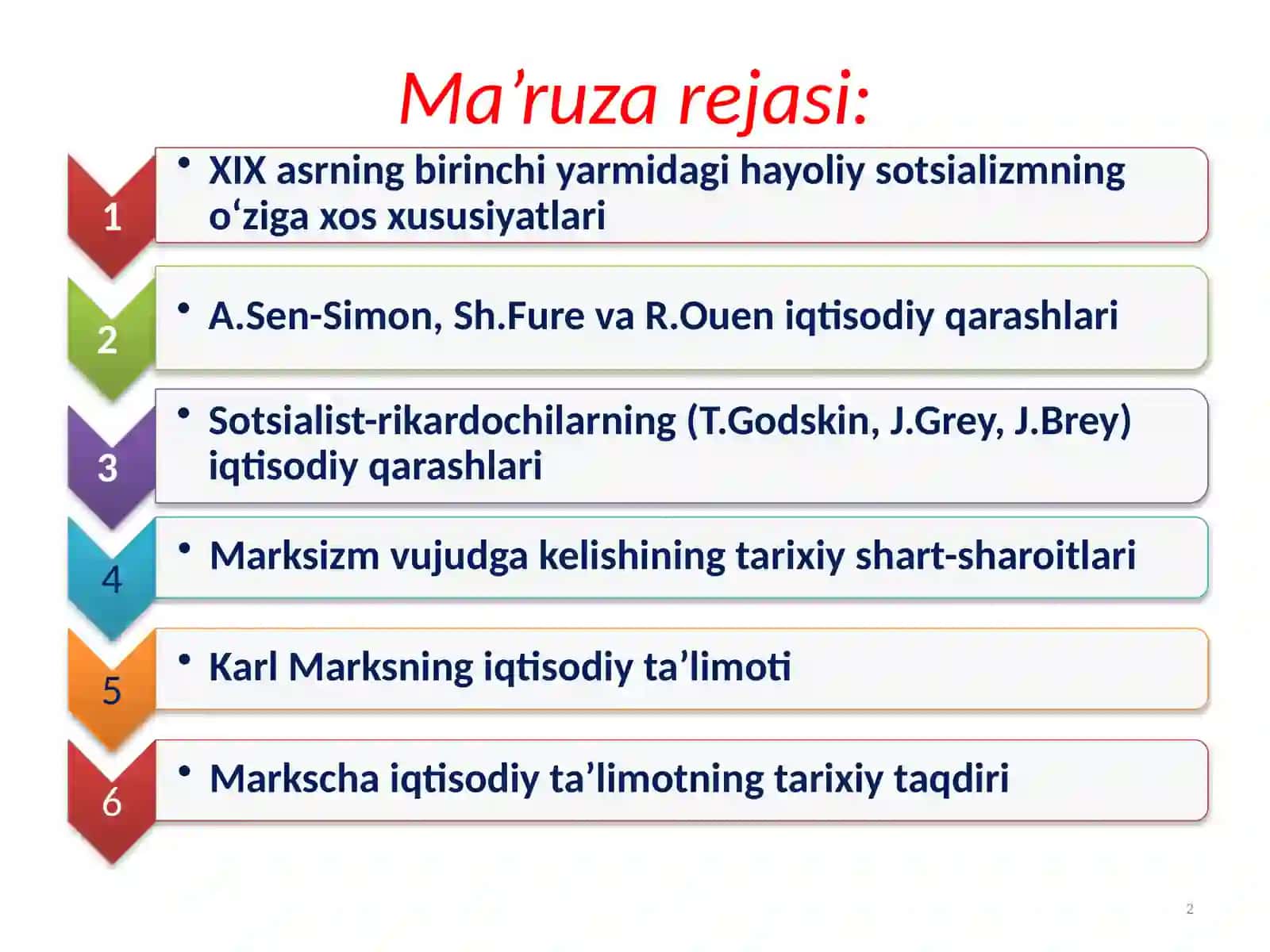 Iqtisodiy ta'limotlar tarixi 2