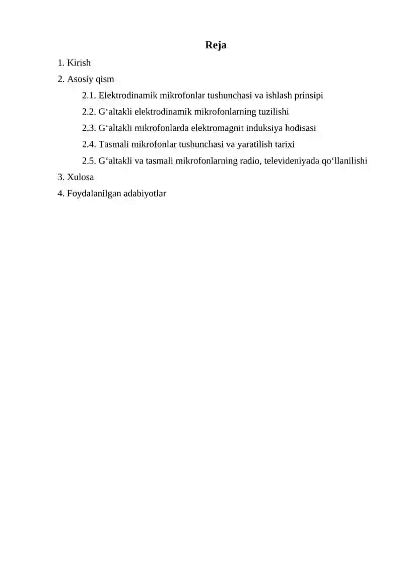 Gʼaltakli elektrodinamik mikrofonlar. Tasmali mikrofonlar 2