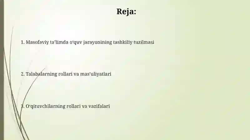 Masofaviy ta'limda o'quv jarayonining tashkiliy tuzilmasi 2